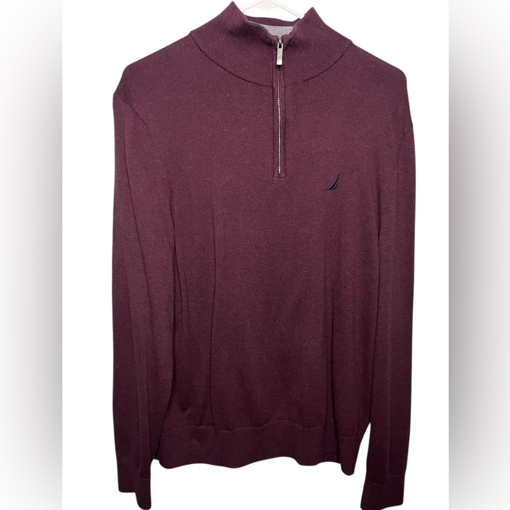 ⚡️Nautica Men's Burgundy Zip-Up Sweater Size Medium